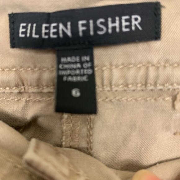 Eileen Fisher Khaki Chino Cargo Capri Pants Size 6 Organic Cotton Drawstring - Picture 5 of 9